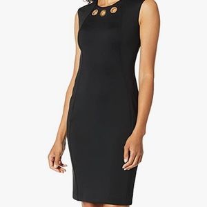 Black Calvin Klein Sheath Dress with Gold Cut Outs